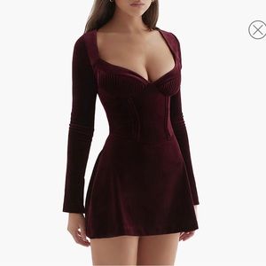 HOUSE OF CB Black Cherry Pin Tuck Mini Dress House of CB